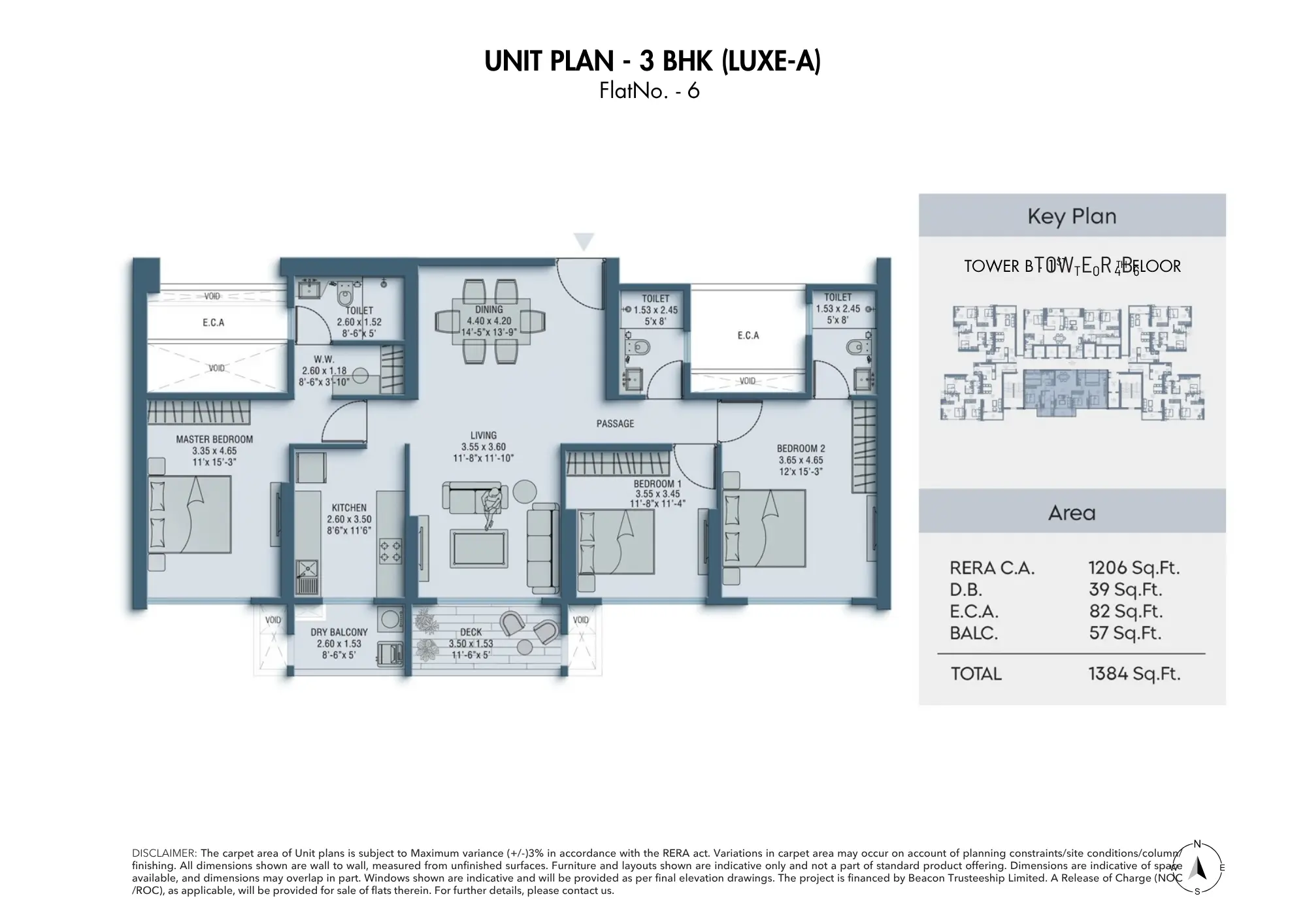 Shapoorji Pallonji One Hills 3 BHK LUXE-A Floor Plan Kandivali East